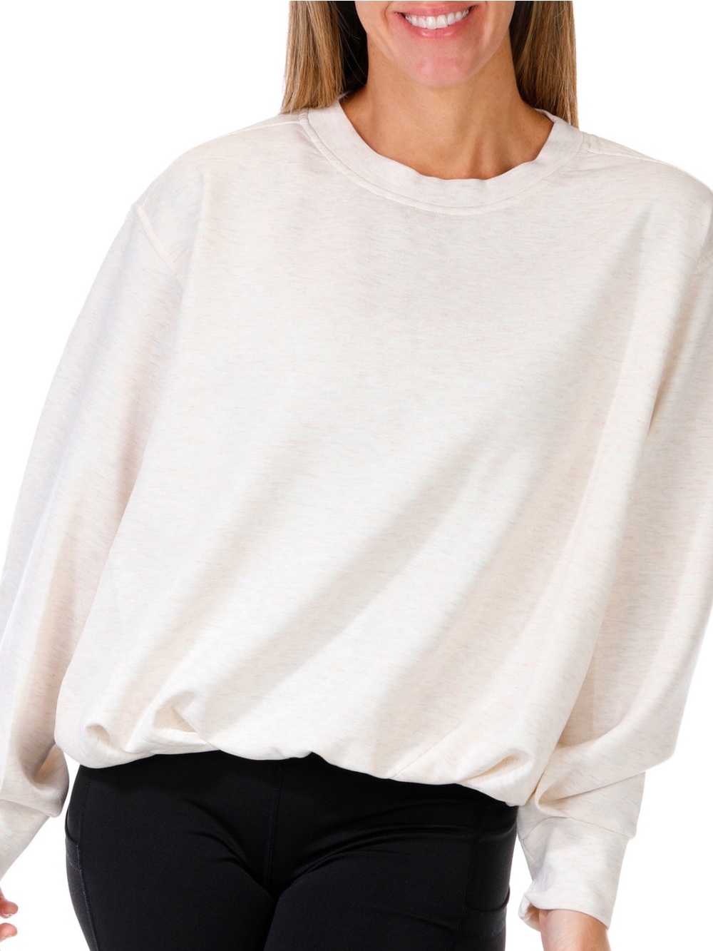 NWT Apana Heathered Crew Neck Long Sleeve Top Size Size S